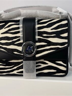 Michael Kors Greenwich Small Flap Crossbody Zebra Haircalf Leather
Bag NWT